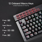 Redragon K550 YAMA RGB Wired Mechanical Gaming Keyboard – Full Size, Purple Switch, 12 Macro Keys, Volume Wheel, USB Pass-through, Detachable Wrist Rest – Black