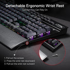 Redragon K550 YAMA RGB Wired Mechanical Gaming Keyboard – Full Size, Purple Switch, 12 Macro Keys, Volume Wheel, USB Pass-through, Detachable Wrist Rest – Black