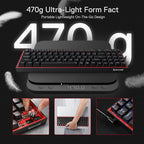 Redragon K628 POLLUX RGB 75% Hot-Swap Wired Mechanical Gaming Keyboard – 78 Keys, Red Switch, Free-Mod PCB, 470g Ultra-Light, Pro Software – Black/Red