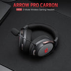 Redragon H858 ARROW PRO CARBON 3-Mode Wireless Gaming Headset – 53mm Drivers, Virtual 7.1, 20H+ Battery, Detachable Noise-Canceling Mic, On-Ear Controls – Carbon Gray