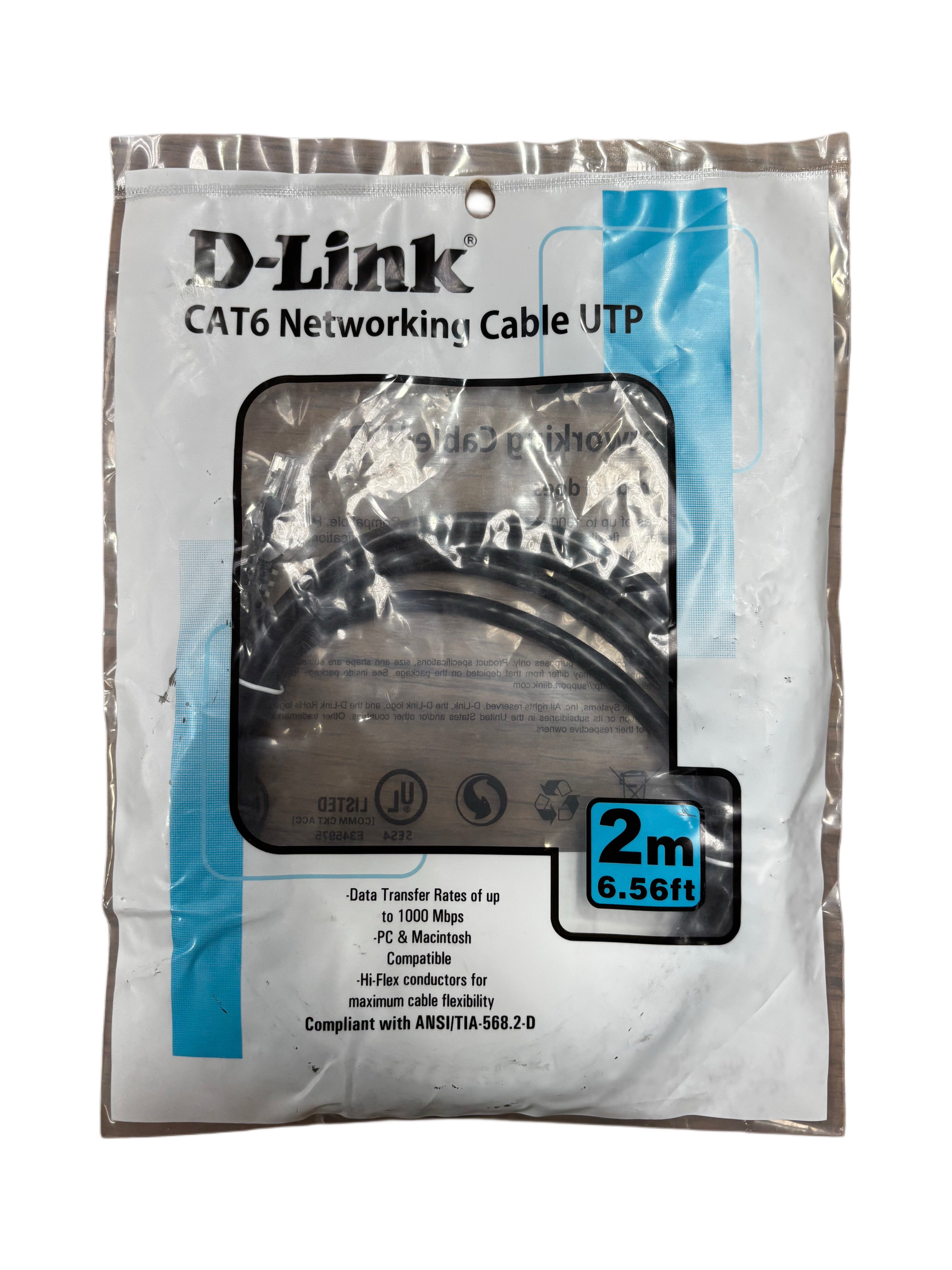 كابل شبكة دي-لينك (D-Link) فئة CAT6 UTP بطول 2 متر 
