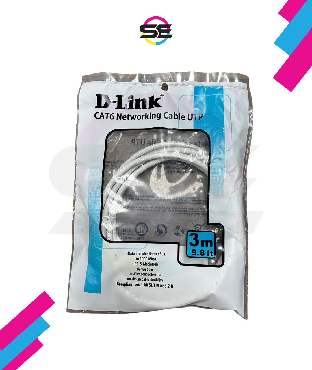 D-Link CAT6 Networking Cable UTP 3m