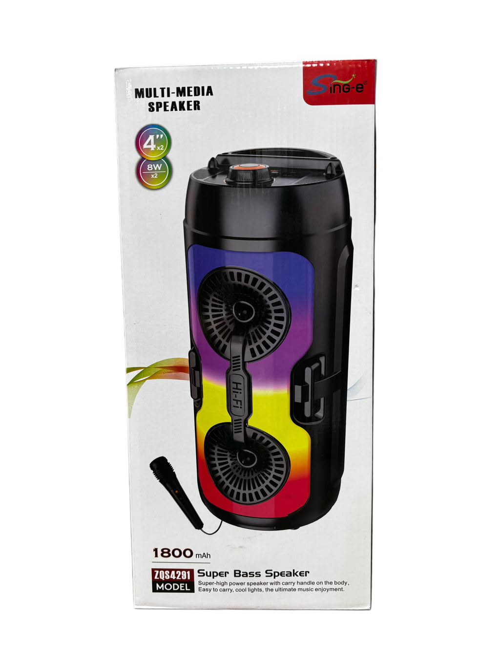 سماعة بلوتوث (Sing-e ZQS4281) بتقنية Super Bass بقدرة 16 وات، مزودة بإضاءة LED وميكروفون