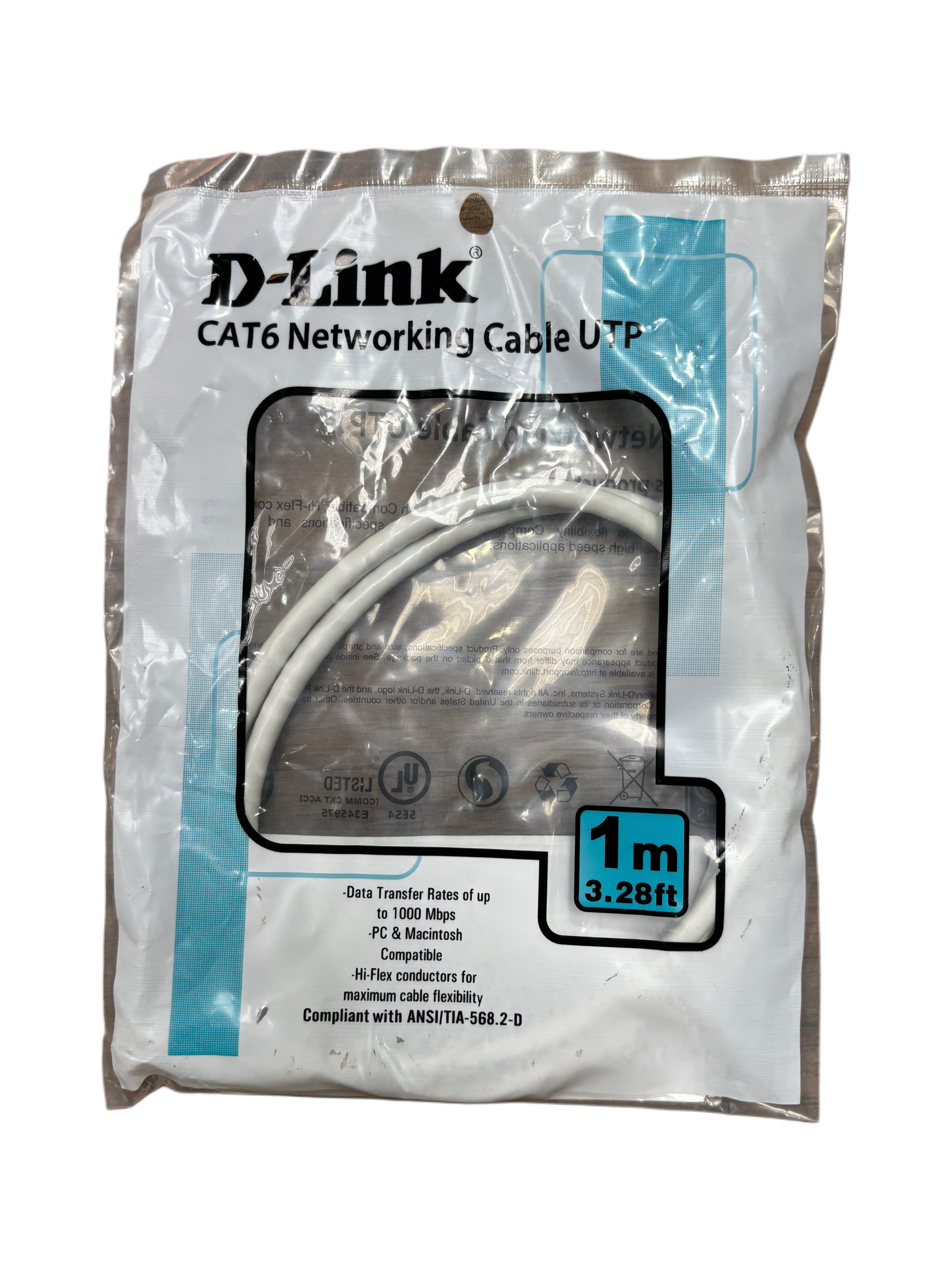 كابل شبكة دي-لينك (D-Link) فئة CAT6 من نوع UTP بطول 1 متر