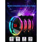 Redragon GC-F011 120mm Full-Color RGB Case Fan 3-Pack – 246 LED Modes, 11 Blades, 1200 RPM, 23.2dBA, Hydraulic Bearing, 6-in-1 Control Box, RF Remote, 8 Silicon Pads – Black