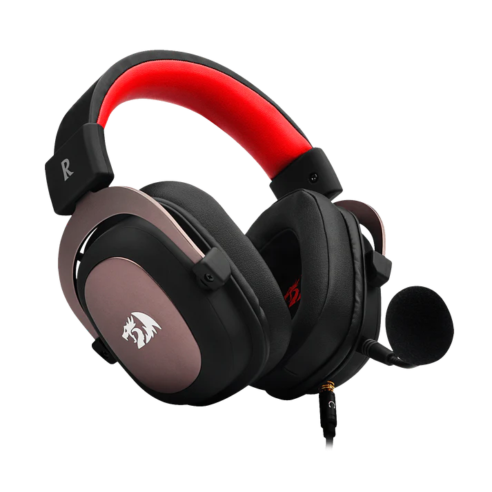 Redragon H510 ZEUS Wired Gaming Headset – 7.1 Surround Sound, 53mm Drivers, Memory Foam Ear Pads, Detachable Boom Mic, In-Line Control, Gold-Plated 3.5mm – Black/Red