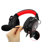 Redragon H510 ZEUS Wired Gaming Headset – 7.1 Surround Sound, 53mm Drivers, Memory Foam Ear Pads, Detachable Boom Mic, In-Line Control, Gold-Plated 3.5mm – Black/Red