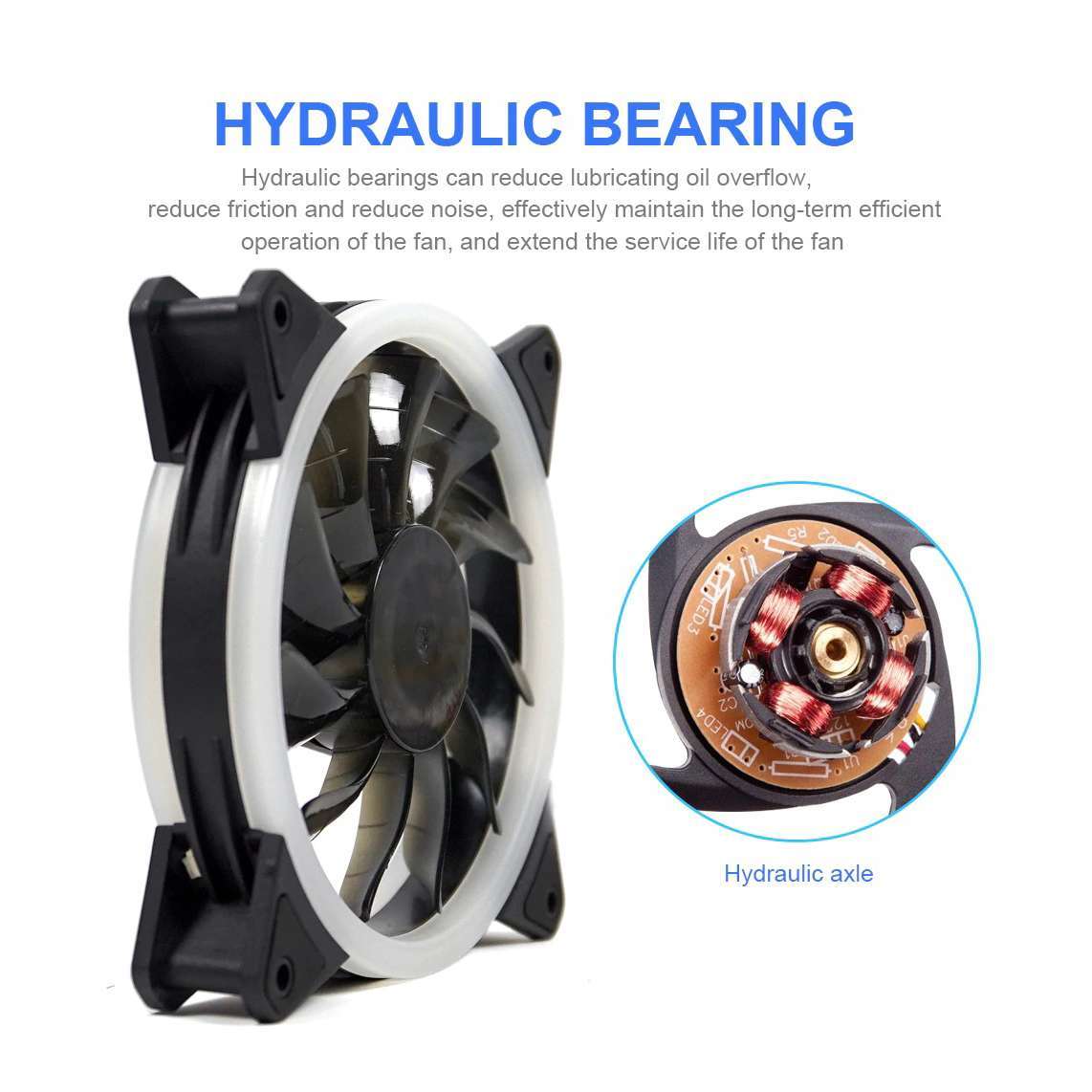 Redragon GC-F011 120mm Full-Color RGB Case Fan 3-Pack – 246 LED Modes, 11 Blades, 1200 RPM, 23.2dBA, Hydraulic Bearing, 6-in-1 Control Box, RF Remote, 8 Silicon Pads – Black