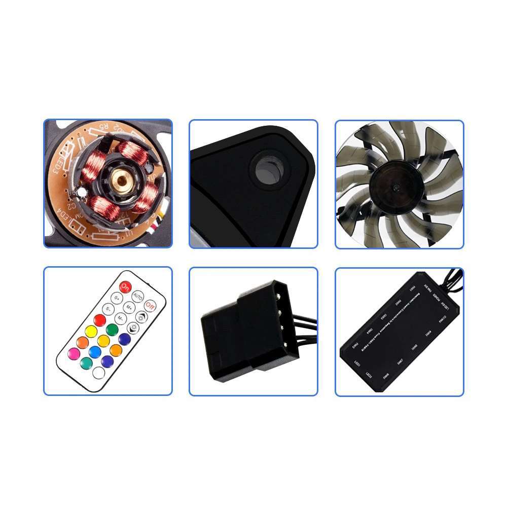 Redragon GC-F011 120mm Full-Color RGB Case Fan 3-Pack – 246 LED Modes, 11 Blades, 1200 RPM, 23.2dBA, Hydraulic Bearing, 6-in-1 Control Box, RF Remote, 8 Silicon Pads – Black