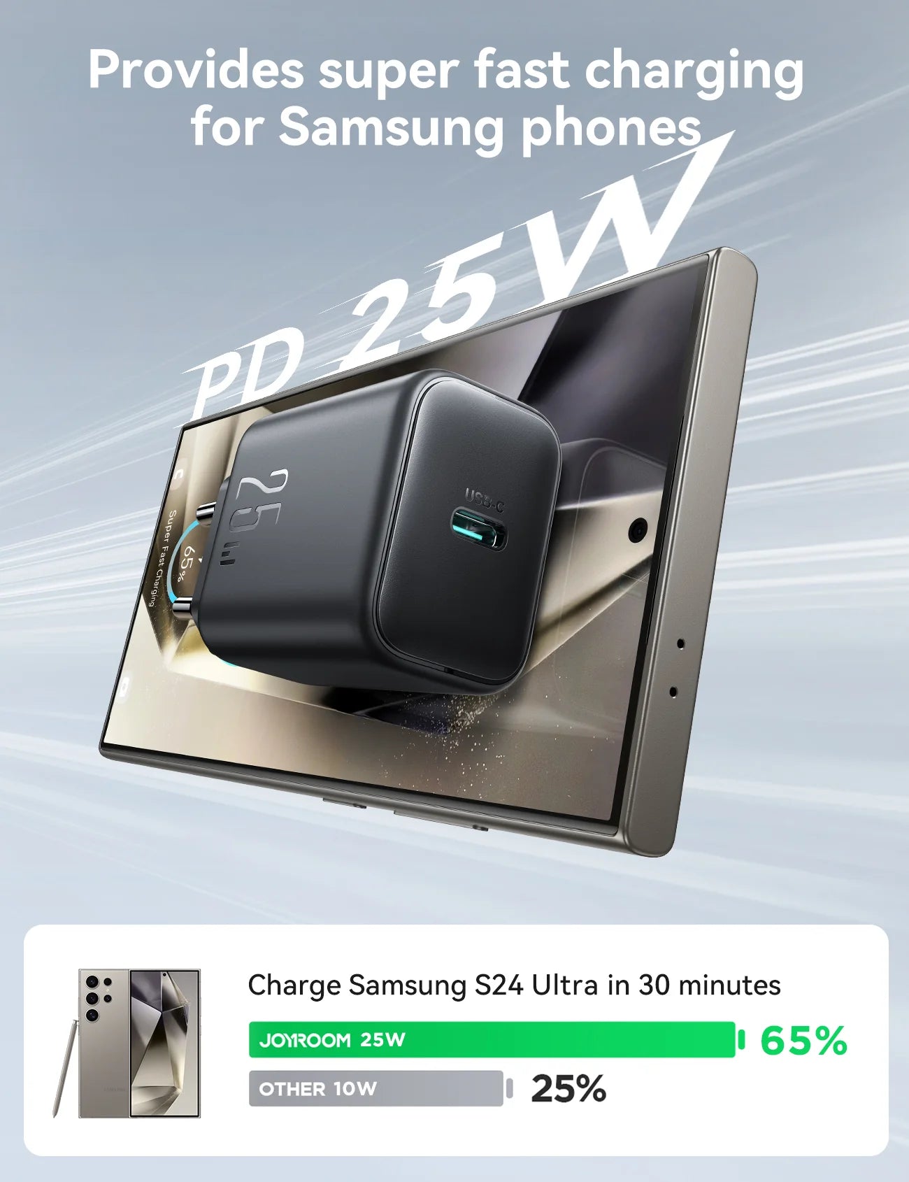 Joyroom JR-TCF23 25W PD USB-C Fast Charger - Black