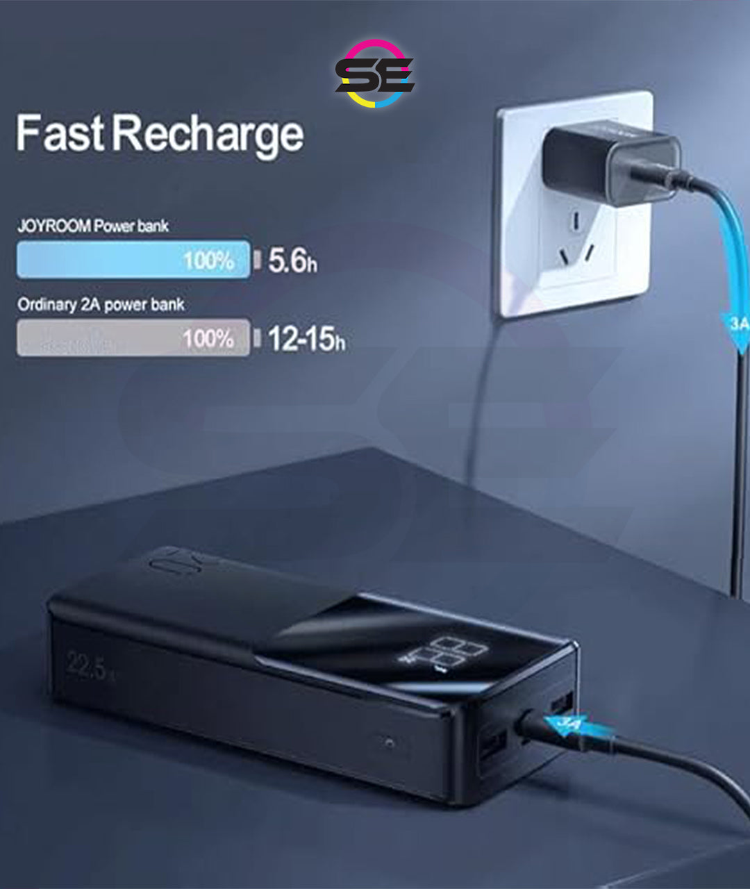 Joyroom JR-QP192 20000mAh 22.5W Power Bank with LCD Display – Black