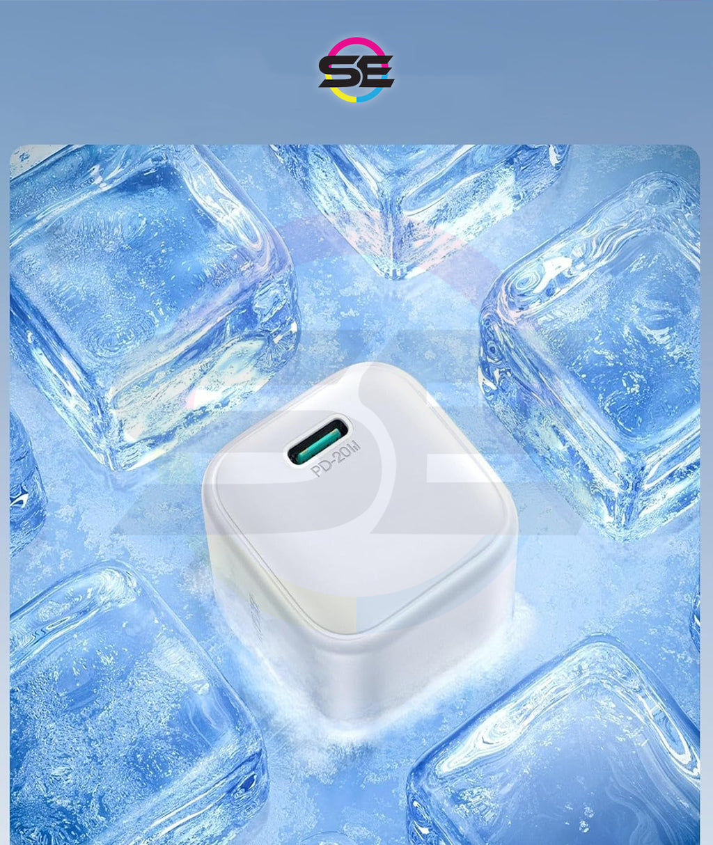 Joyroom JR-TCG08 20W PD GaN Fast Charger – Mini EU Plug Adapter – White