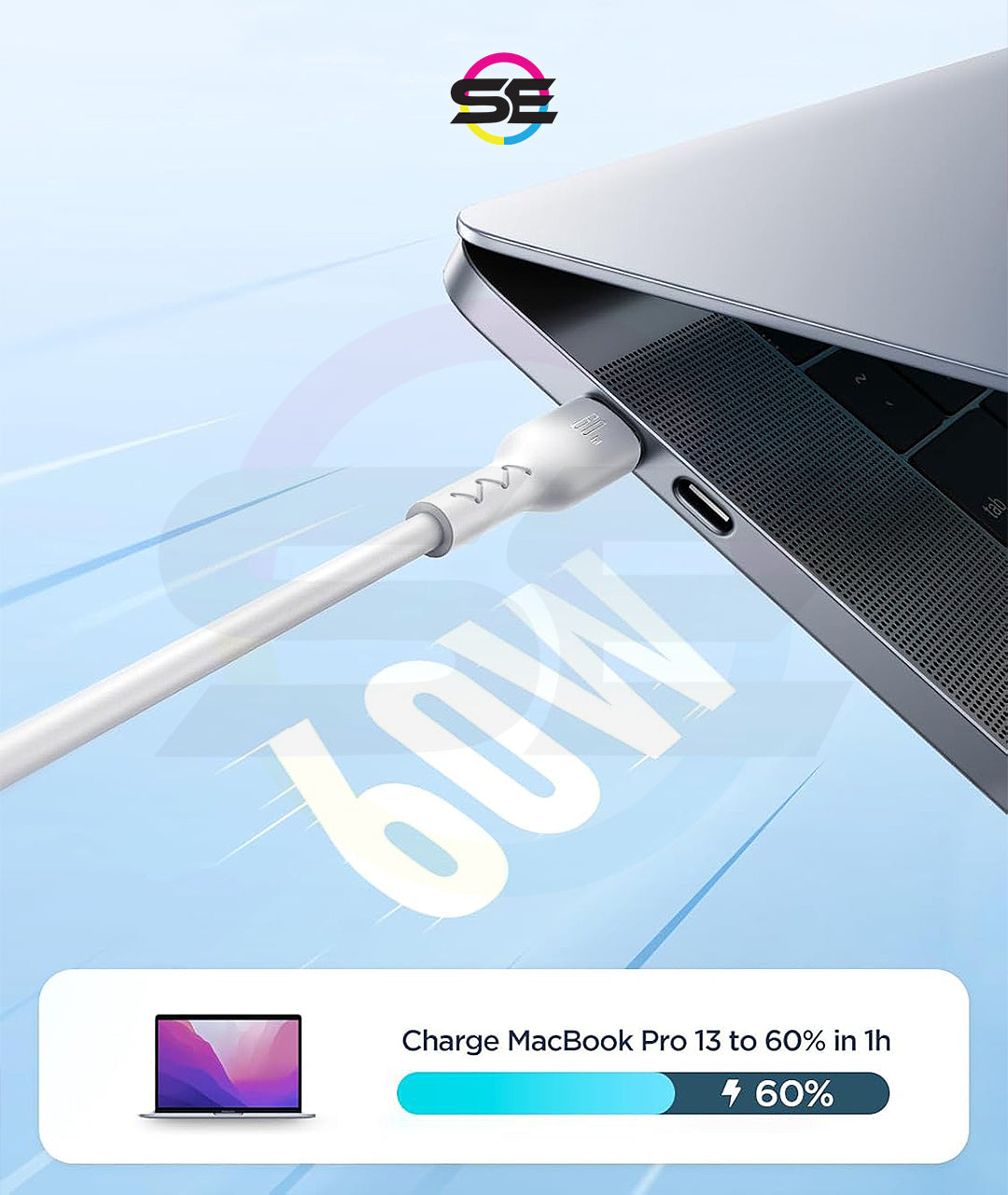 Joyroom S-A26 Flash-Charge Series 60W USB-C to USB-C Fast Charging Cable 1m Nylon Braided Black