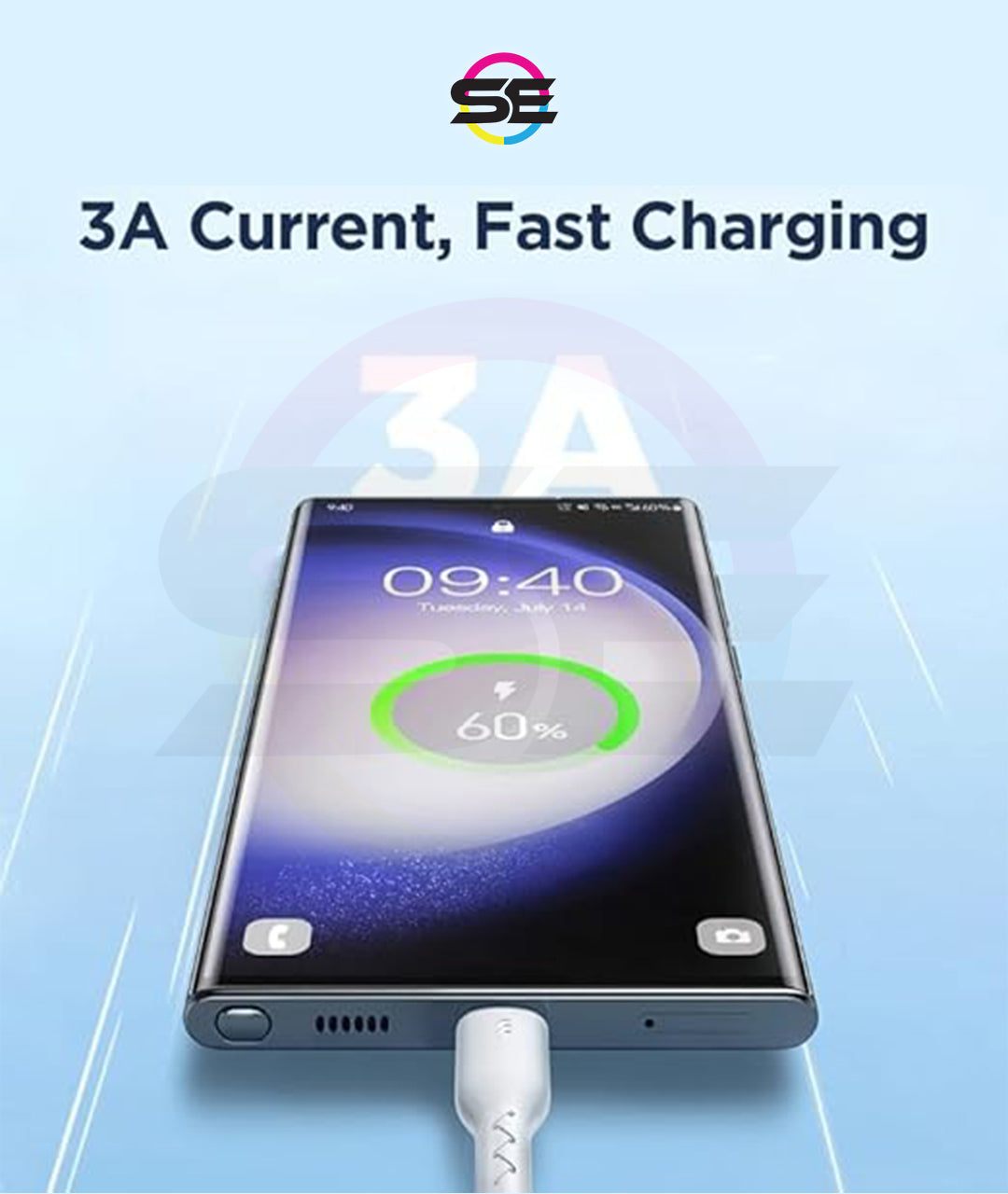 Joyroom SA26-AC3 Flash-Charge Series 3A USB-A to USB-C Fast Charging Cable 1m Black
