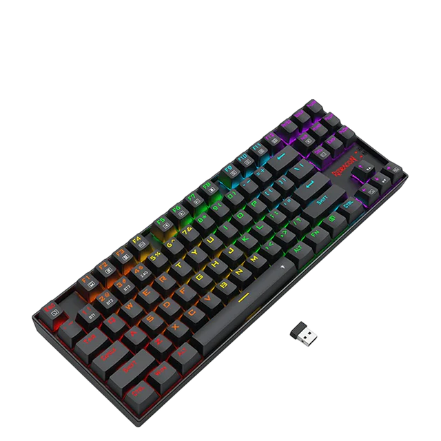 Redragon K552 KUMARA PRO RGB Wireless Mechanical Gaming Keyboard – 87 Keys TKL, Red Switch – Black