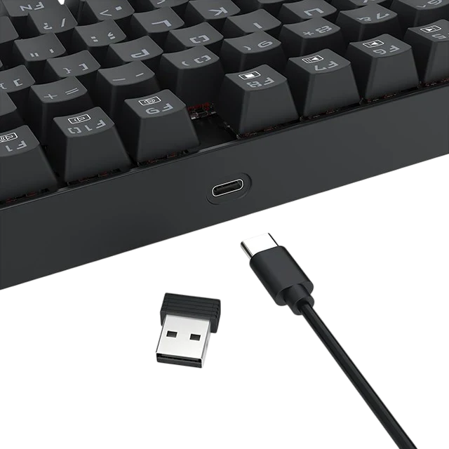 Redragon K552 KUMARA PRO RGB Wireless Mechanical Gaming Keyboard – 87 Keys TKL, Red Switch – Black