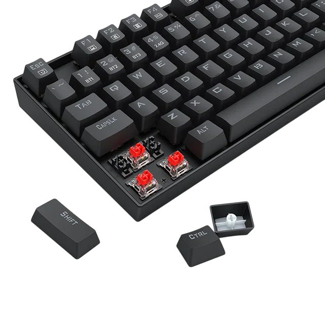 Redragon K552 KUMARA PRO RGB Wireless Mechanical Gaming Keyboard – 87 Keys TKL, Red Switch – Black