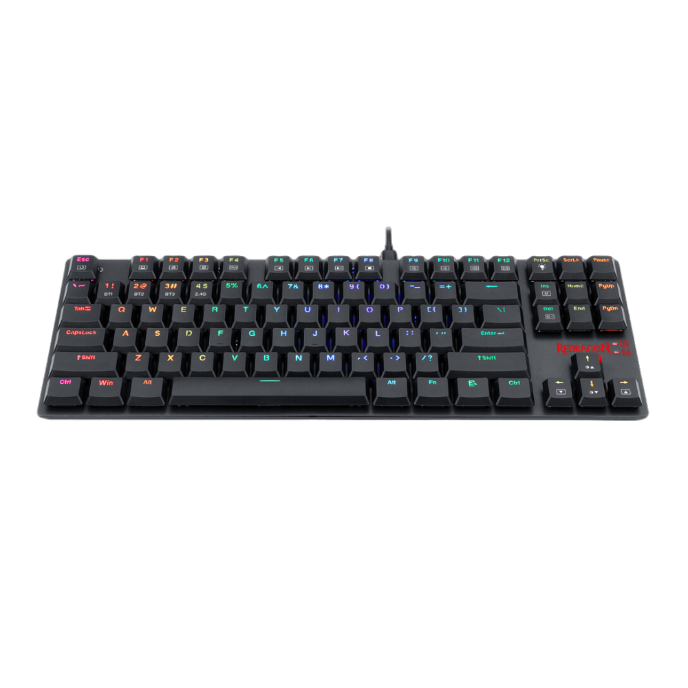 Redragon K607 RGB Low Profile TKL Wired Mechanical Gaming Keyboard – 87 Keys, Blue Switch, Type-C, Multi-Device Bluetooth + 2.4G – Black