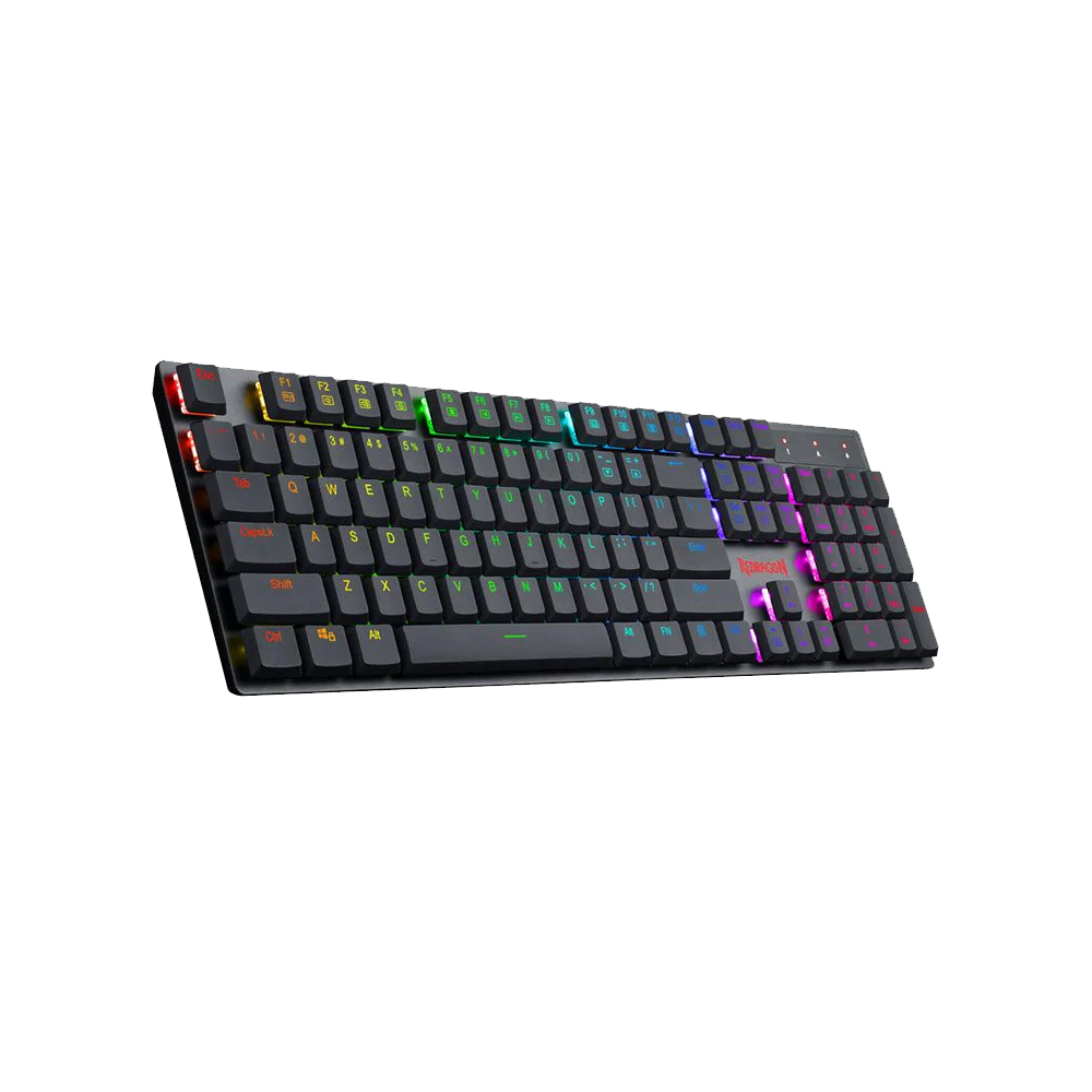 Redragon K535 APAS RGB Low Profile Wired Mechanical Gaming Keyboard – 104 Keys, Blue Switch, Macro – Black
