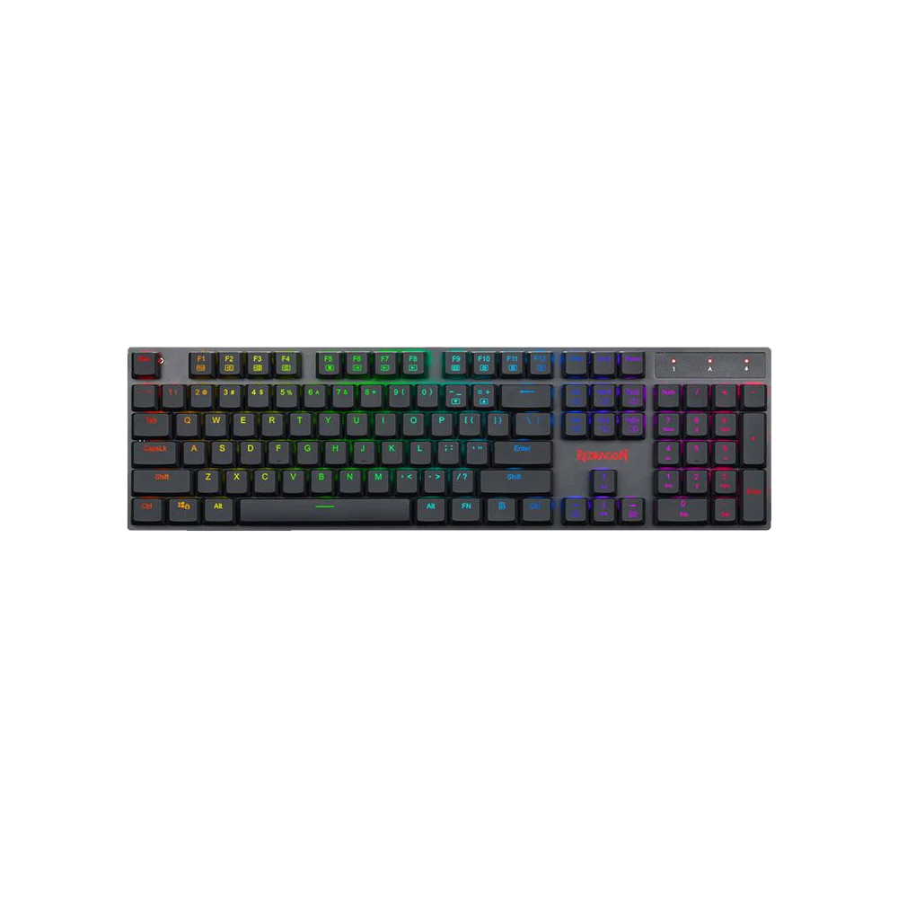 Redragon K535 APAS RGB Low Profile Wired Mechanical Gaming Keyboard – 104 Keys, Blue Switch, Macro – Black
