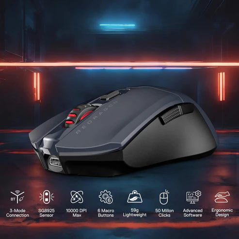 Redragon M995GB-LIT FYZU Lite Tri-Mode Wireless Gaming Mouse – 10K DPI 51g Ultra-Light