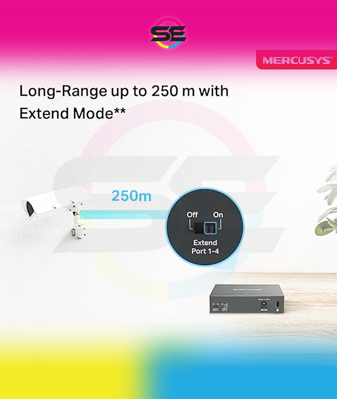 Mercusys MS105GP 5-Port Gigabit Desktop Switch with 4-Port PoE+