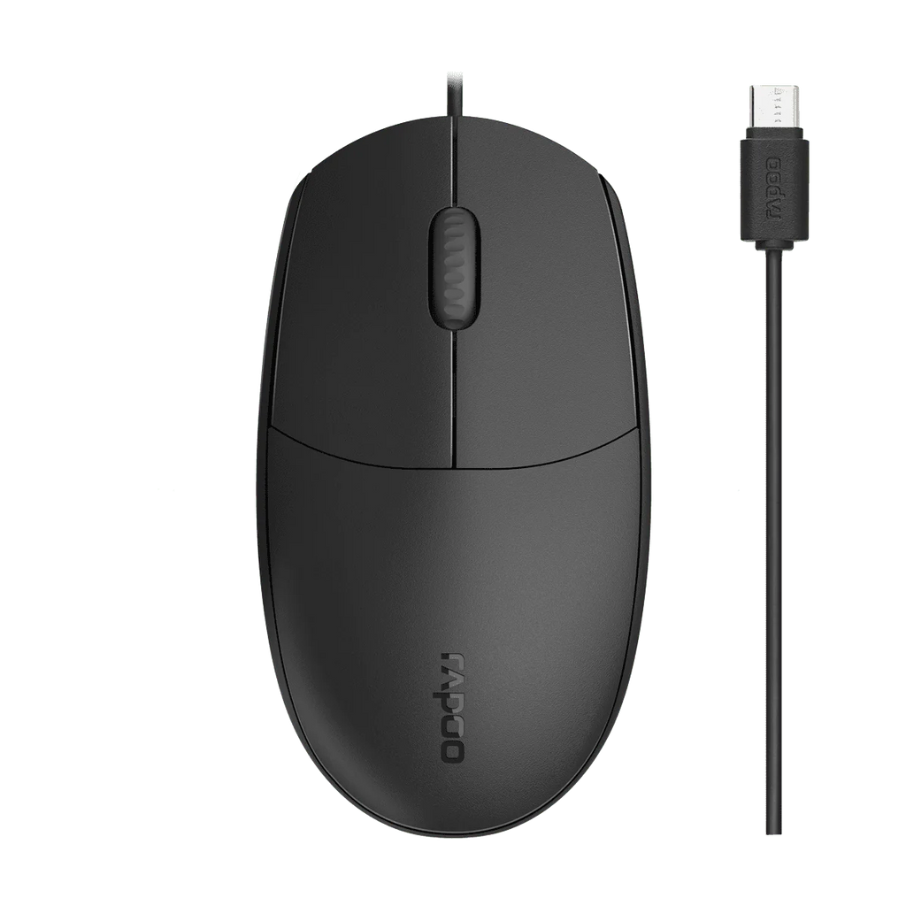 رابو N100C ماوس سلكي بصري، اتصال USB-C، بدقة 1000 نقطة في البوصة.