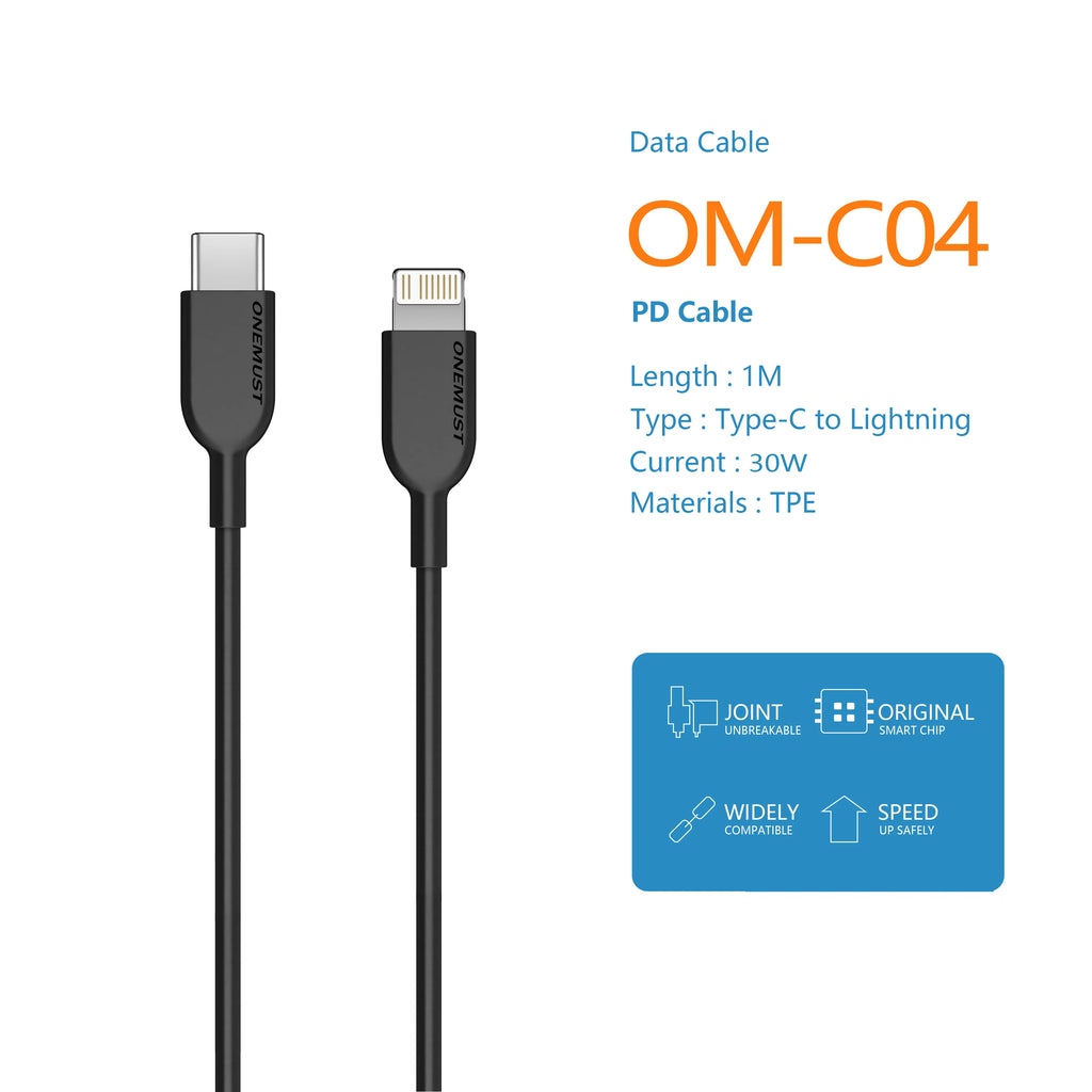 Onemust OM-C04 USB-C to Lightning PD Cable 1M - 30W