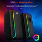 Redragon GS580 Calliope RGB Gaming Desktop Speakers – 2.0 Channel Stereo, 5Wx2, Independent Volume Knob, USB Powered + 3.5mm AUX – Black