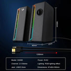 Redragon GS580 Calliope RGB Gaming Desktop Speakers – 2.0 Channel Stereo, 5Wx2, Independent Volume Knob, USB Powered + 3.5mm AUX – Black