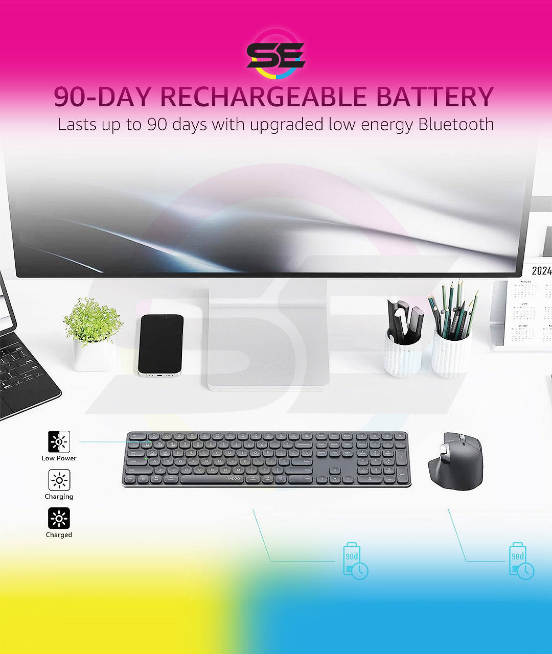 Rapoo 9560M Multi-mode Wireless Ultra-slim Keyboard & Mouse Combo
