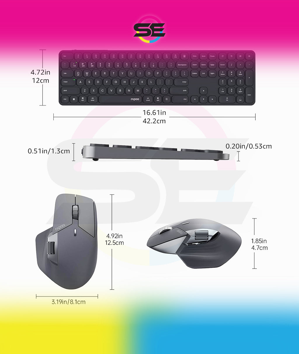 Rapoo 9560M Multi-mode Wireless Ultra-slim Keyboard & Mouse Combo