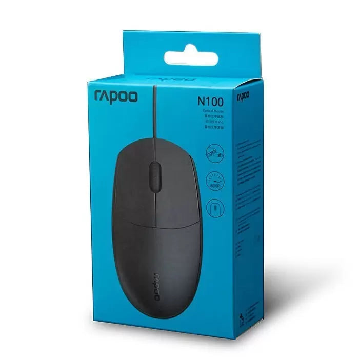 Rapoo N100 Optical Mouse Wired – Black
