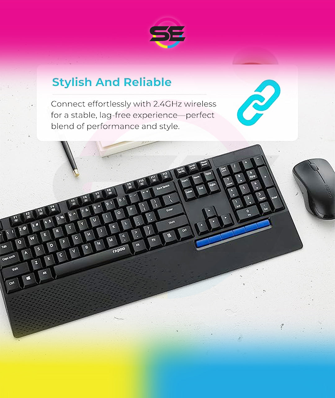 Rapoo X1960 Wireless Silent Keyboard & Mouse Combo 1000DPI
