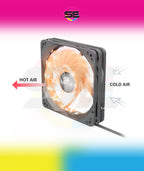 Redragon 120mm RGB Case Fan 3-Pack – 15 LEDs, 7 Colors, 1200 RPM, Super Quiet High Airflow, Wireless Remote Fan Speed Control, 6-PIN Connector – Black