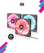 Redragon 120mm RGB Case Fan 3-Pack – 15 LEDs, 7 Colors, 1200 RPM, Super Quiet High Airflow, Wireless Remote Fan Speed Control, 6-PIN Connector – Black