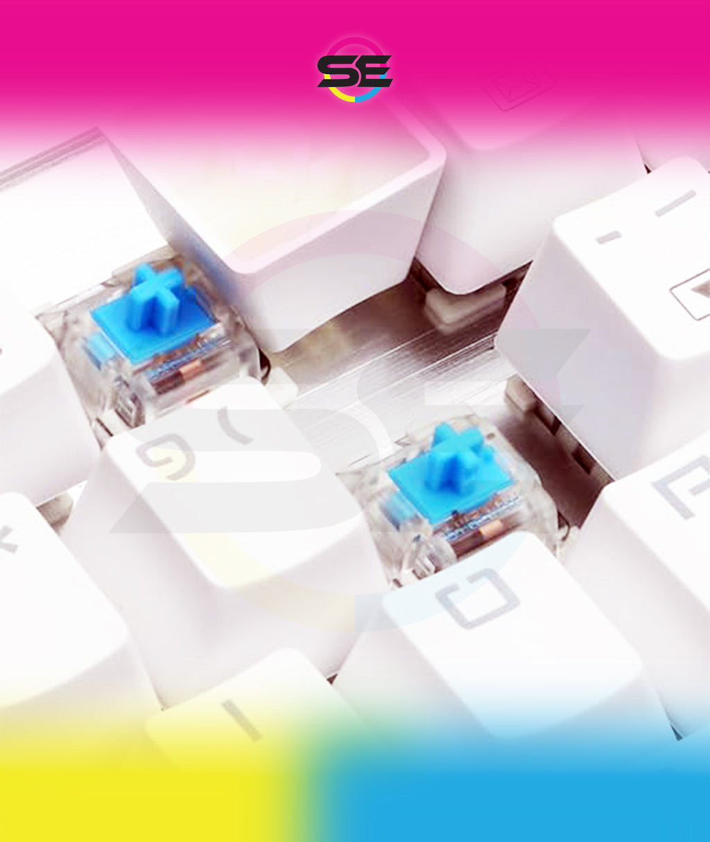 Redragon A101 104-Key Replacement Keycaps – ABS Backlit-Compatible, Cherry MX Compatible, Laser Engraved, Dragon Logo on W Key, Red Keycap Puller Included – White