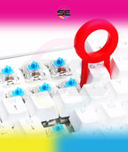 Redragon A101 104-Key Replacement Keycaps – ABS Backlit-Compatible, Cherry MX Compatible, Laser Engraved, Dragon Logo on W Key, Red Keycap Puller Included – White