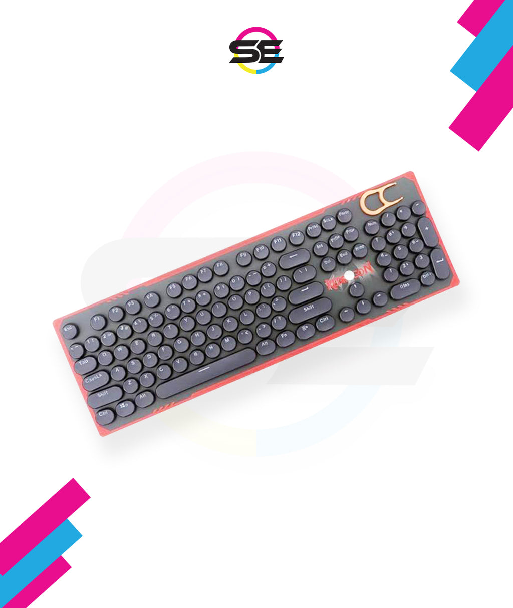 Redragon A101 104-Key Round Typewriter-Style Replacement Keycaps – Retro Circular Design, Cherry MX Compatible, Keycap Puller Included – Black