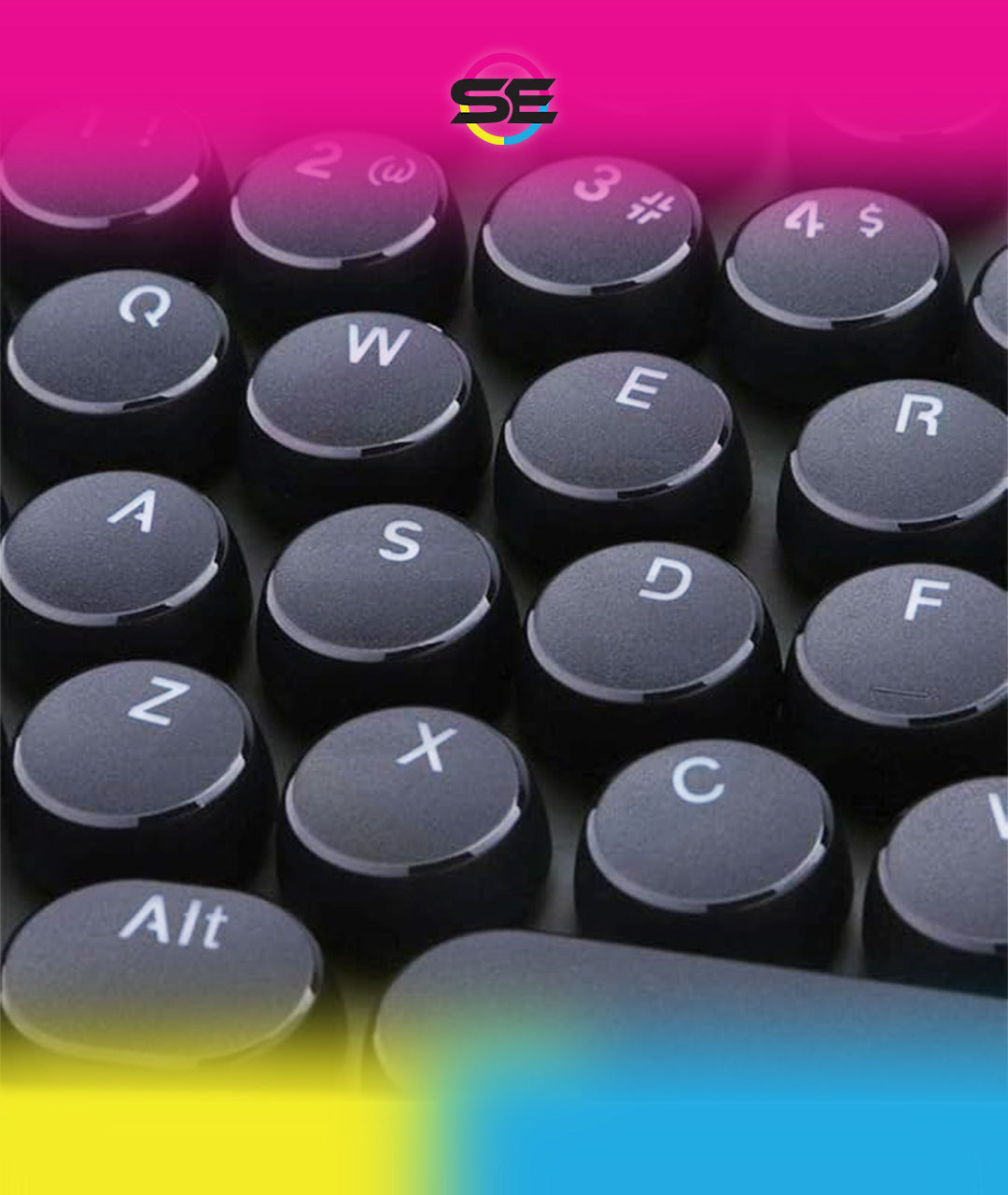 Redragon A101 104-Key Round Typewriter-Style Replacement Keycaps – Retro Circular Design, Cherry MX Compatible, Keycap Puller Included – Black