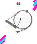 Redragon A115 Coiled USB-C Keyboard Cable – Double-Sleeved, Professional Reversed Coil, Aviator Connector, Gold-Plated USB-A – Space Gray / White