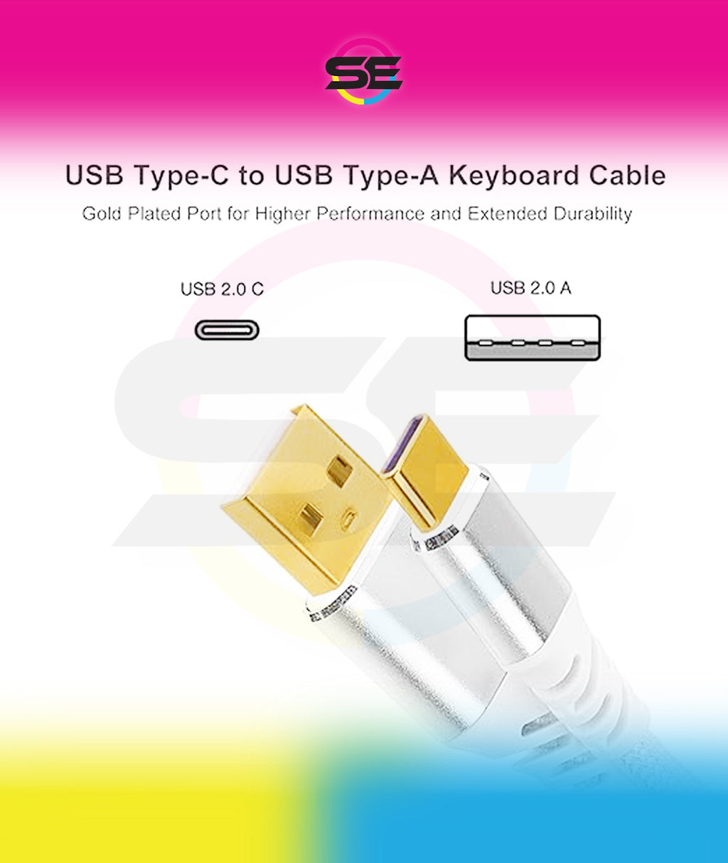 Redragon A115 Coiled USB-C Keyboard Cable – Double-Sleeved, Professional Reversed Coil, Aviator Connector, Gold-Plated USB-A – Space Gray / White