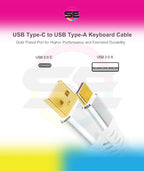 Redragon A115 Coiled USB-C Keyboard Cable – Double-Sleeved, Professional Reversed Coil, Aviator Connector, Gold-Plated USB-A – Space Gray / White