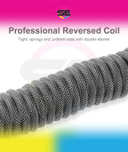 Redragon A115 Coiled USB-C Keyboard Cable – Double-Sleeved, Professional Reversed Coil, Aviator Connector, Gold-Plated USB-A – Space Gray / White
