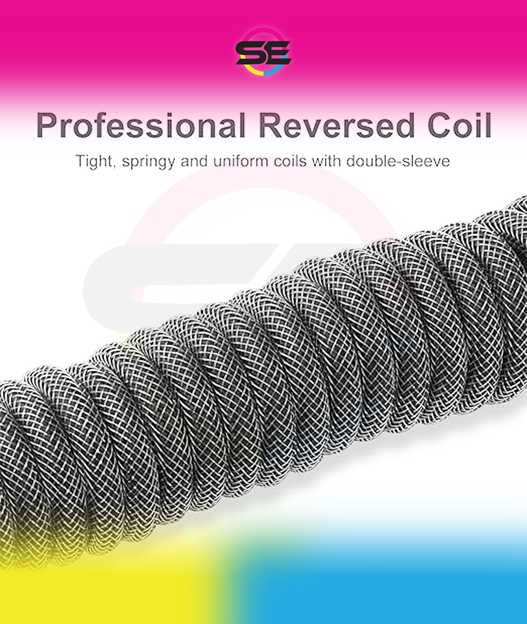 Redragon A115 Coiled USB-C Keyboard Cable – Double-Sleeved, Professional Reversed Coil, Aviator Connector, Gold-Plated USB-A – Space Gray / White
