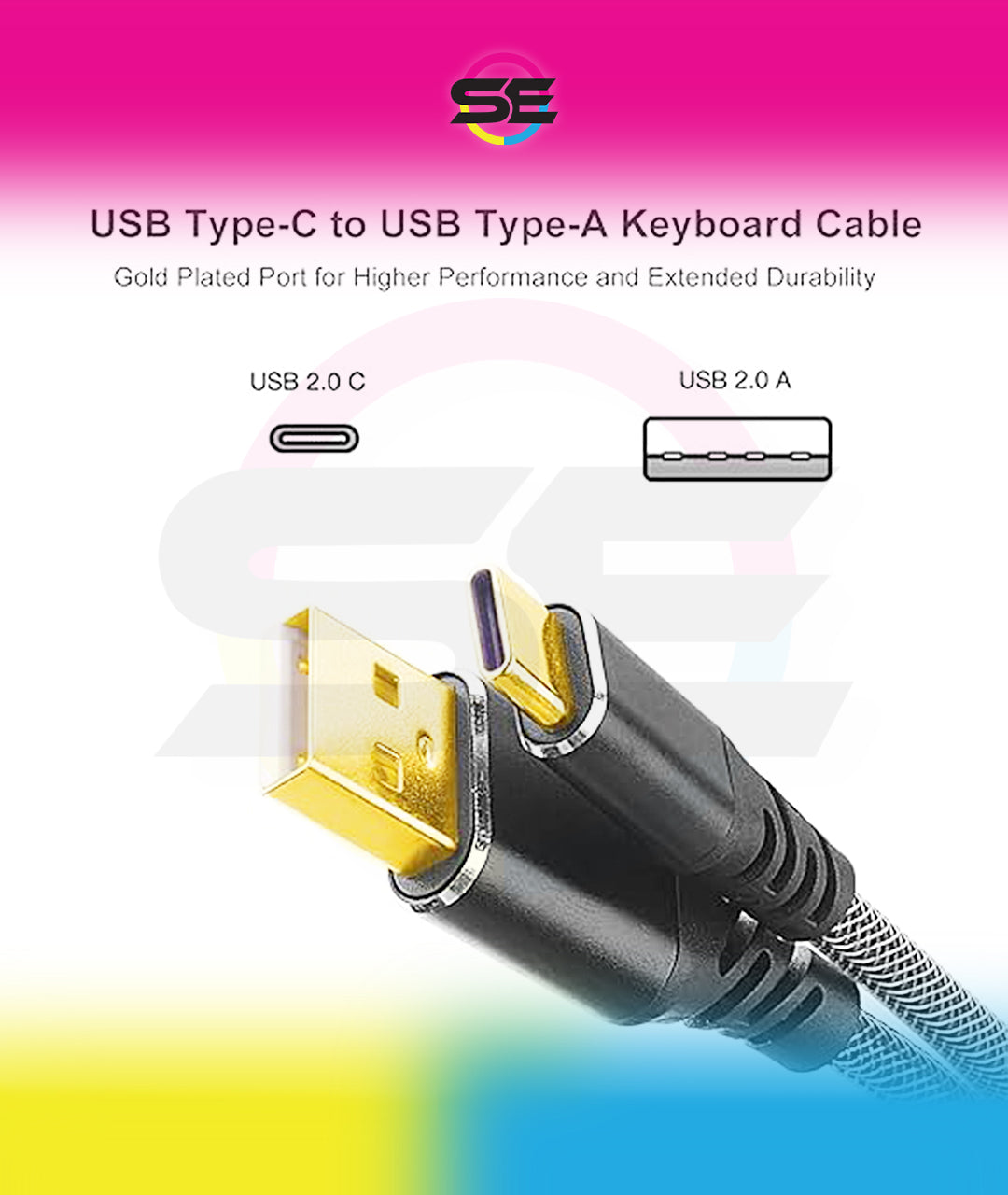 Redragon A115 Coiled USB-C Keyboard Cable – Double-Sleeved, Professional Reversed Coil, Aviator Connector, Gold-Plated USB-A – Space Gray / White