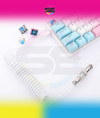 Redragon A115 Coiled USB-C Keyboard Cable – Double-Sleeved, Professional Reversed Coil, Aviator Connector, Gold-Plated USB-A – Space Gray / White