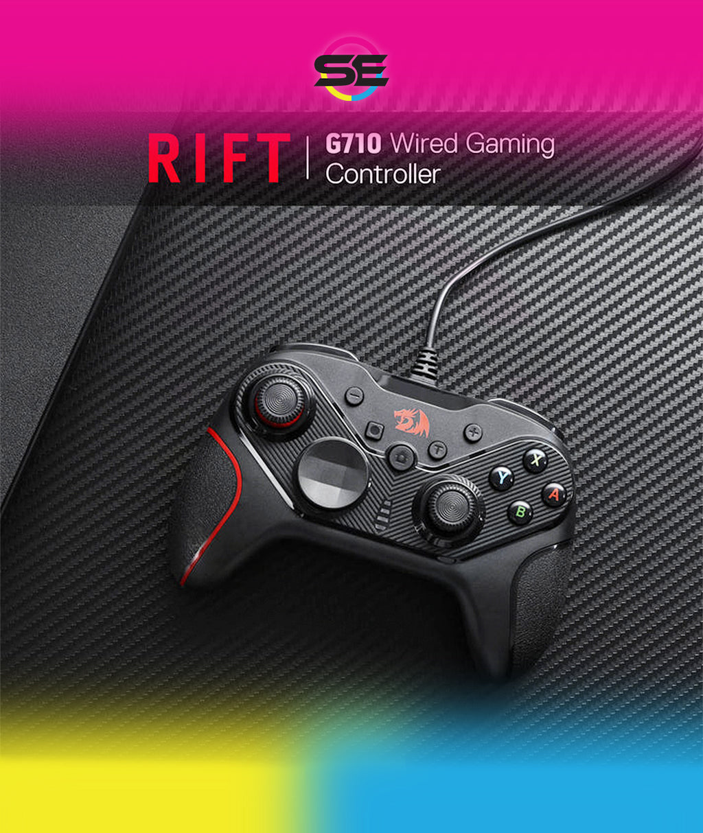 Redragon G710 RIFT Wired Gaming Controller – Dual Vibration, Rapid Trigger, 4 Programmable Macro Keys, Adjustable Joystick Heights – PC, Android & Nintendo Switch