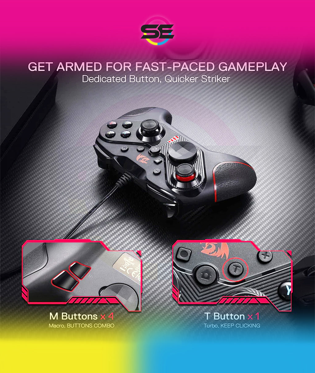 Redragon G710 RIFT Wired Gaming Controller – Dual Vibration, Rapid Trigger, 4 Programmable Macro Keys, Adjustable Joystick Heights – PC, Android & Nintendo Switch