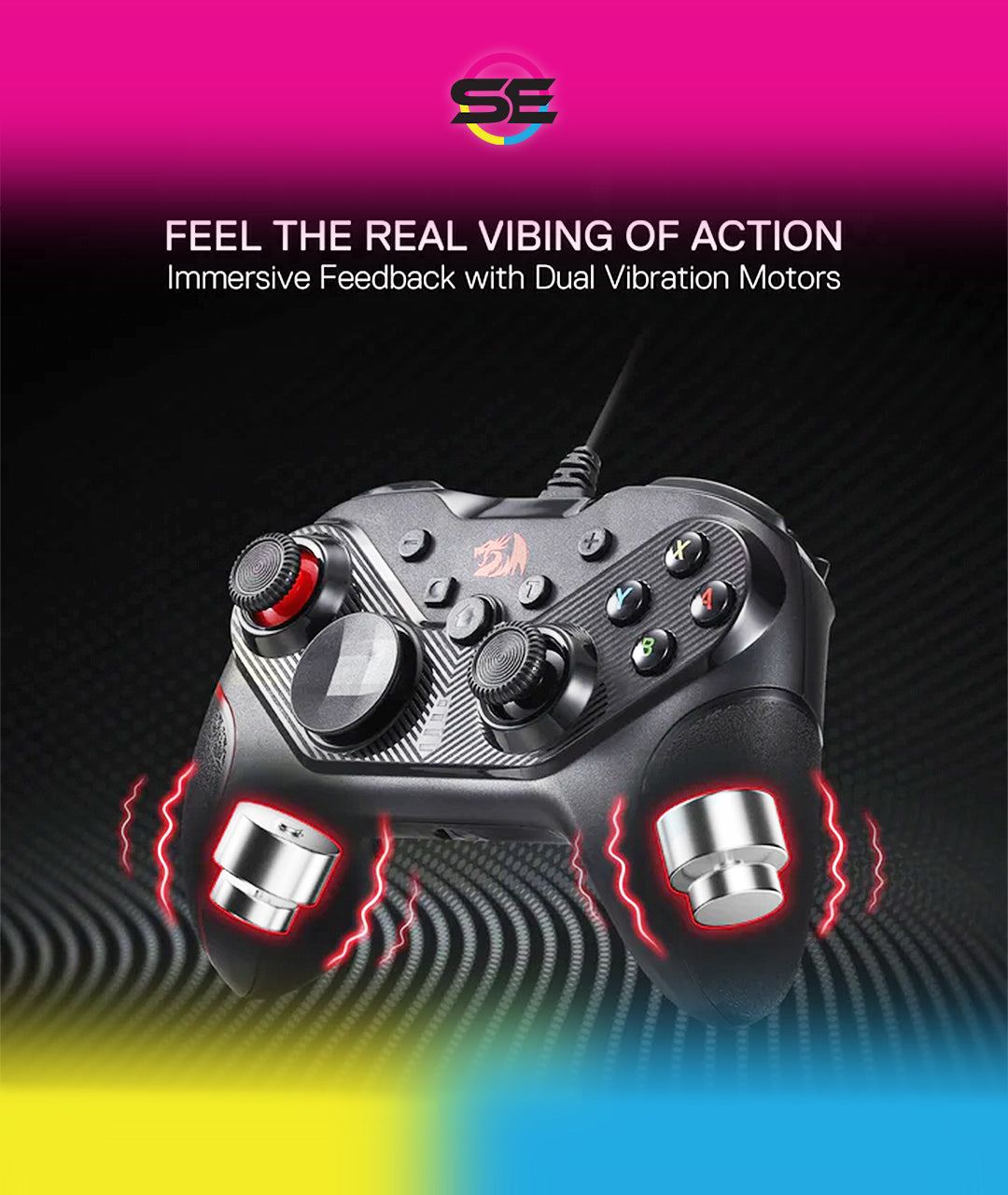 Redragon G710 RIFT Wired Gaming Controller – Dual Vibration, Rapid Trigger, 4 Programmable Macro Keys, Adjustable Joystick Heights – PC, Android & Nintendo Switch
